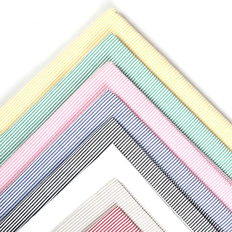 Factory price multi-color stripe 100% cotton seersucker fabric