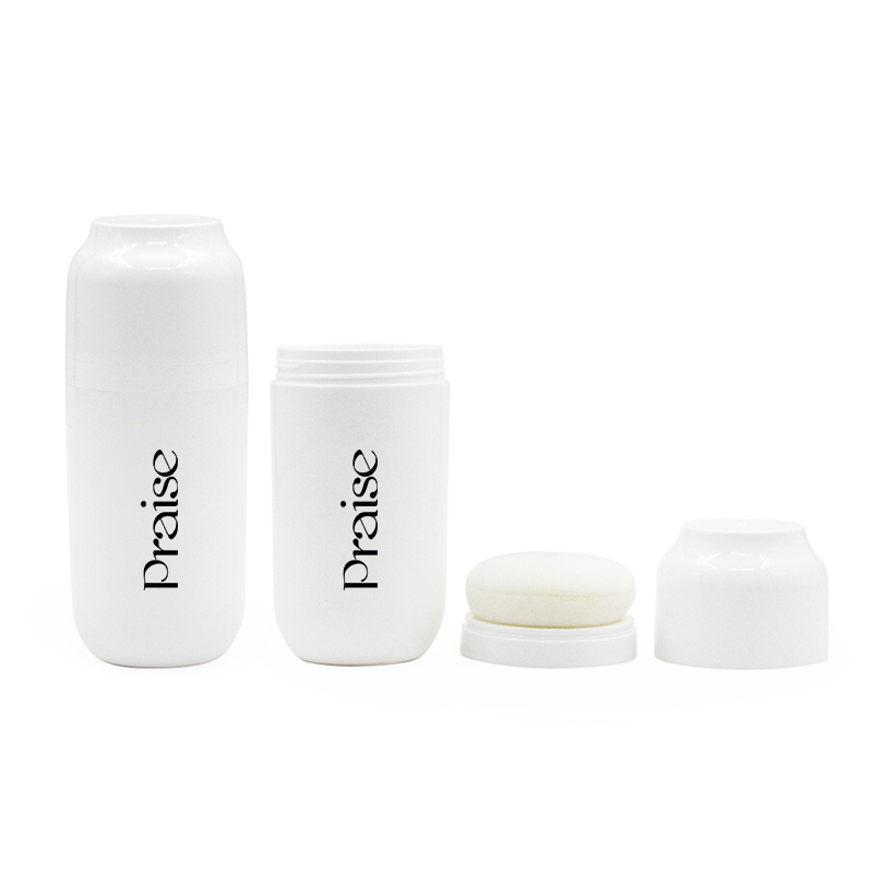 100ml empty cosmetics baby powder bottle packaging free sample round plastic body powder container with puff