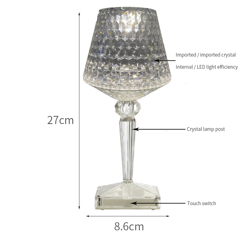 LED Crystal Projection Desk Lamp USB rechargeable Touch Sensor Decoration Table Lights Romantic Night Lamp