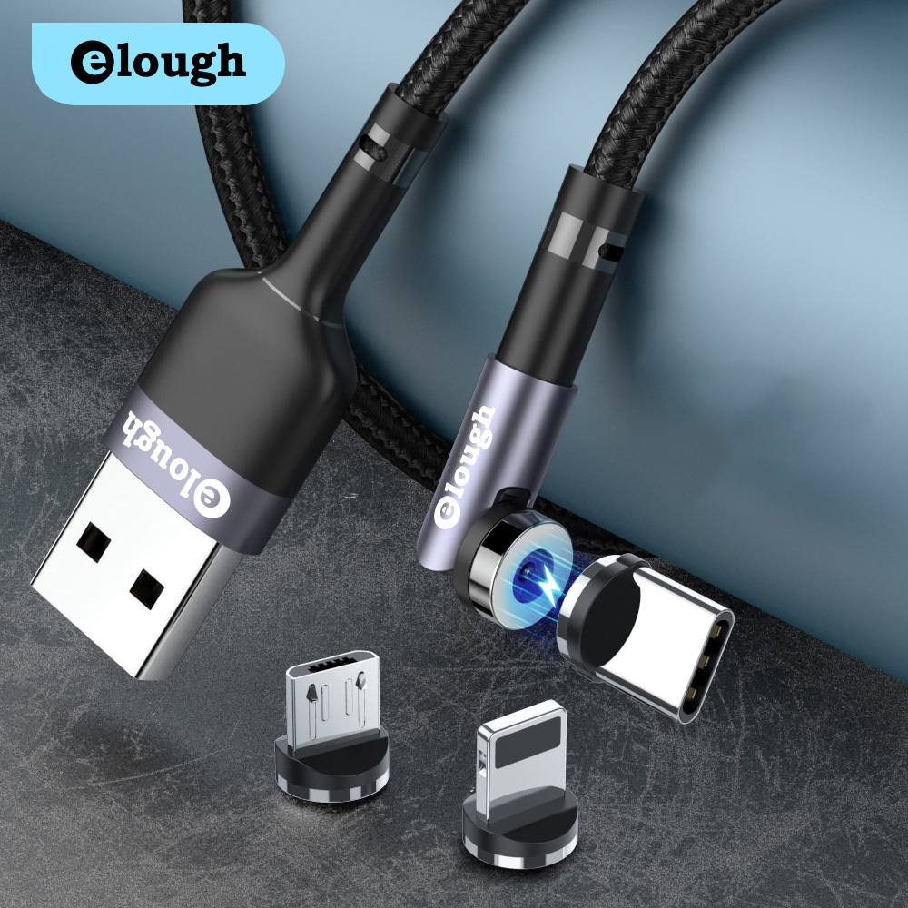 Elough Лидер продаж 540 градусов Магнитный кабель для быстрой зарядки 3 в 1 usb 2.4A usb кабель для микро телефона