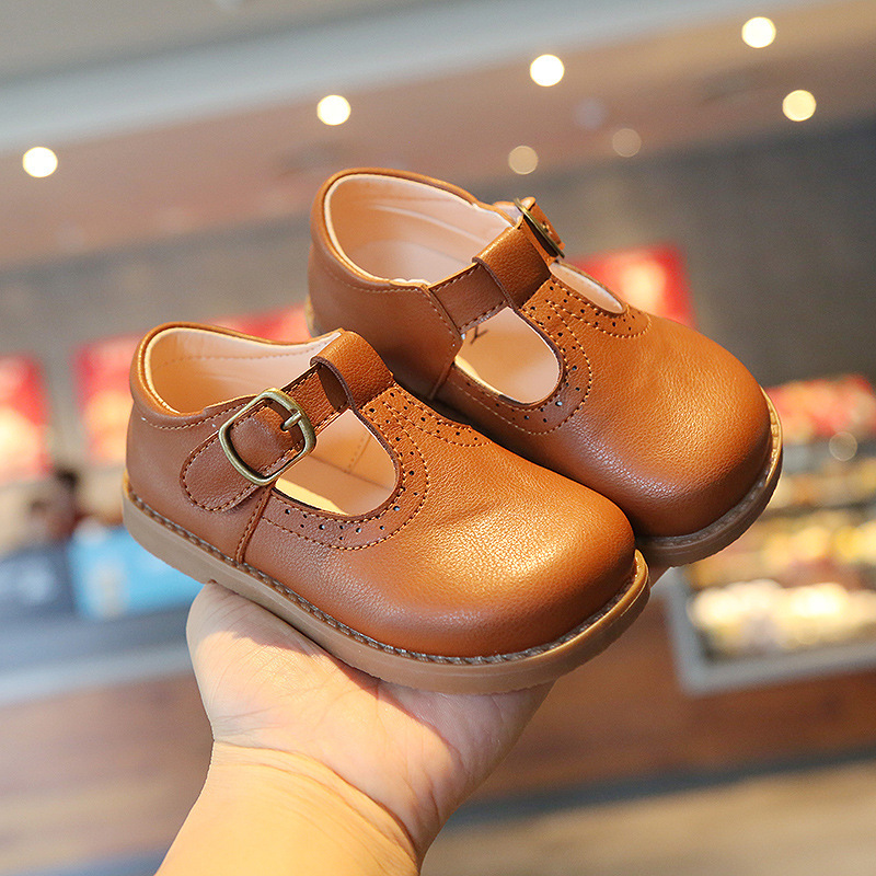 2021 retro children fashion British buckles princess shoes kids flat school students dress shoes for boys girls