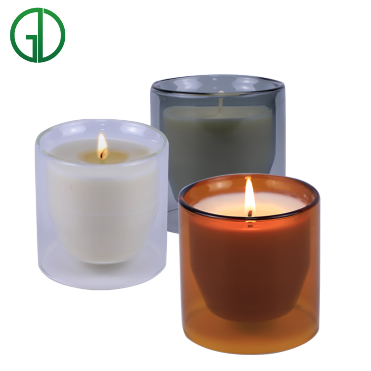 Custom Logo Color Luxury Glass Candle Holder glass wax vessel