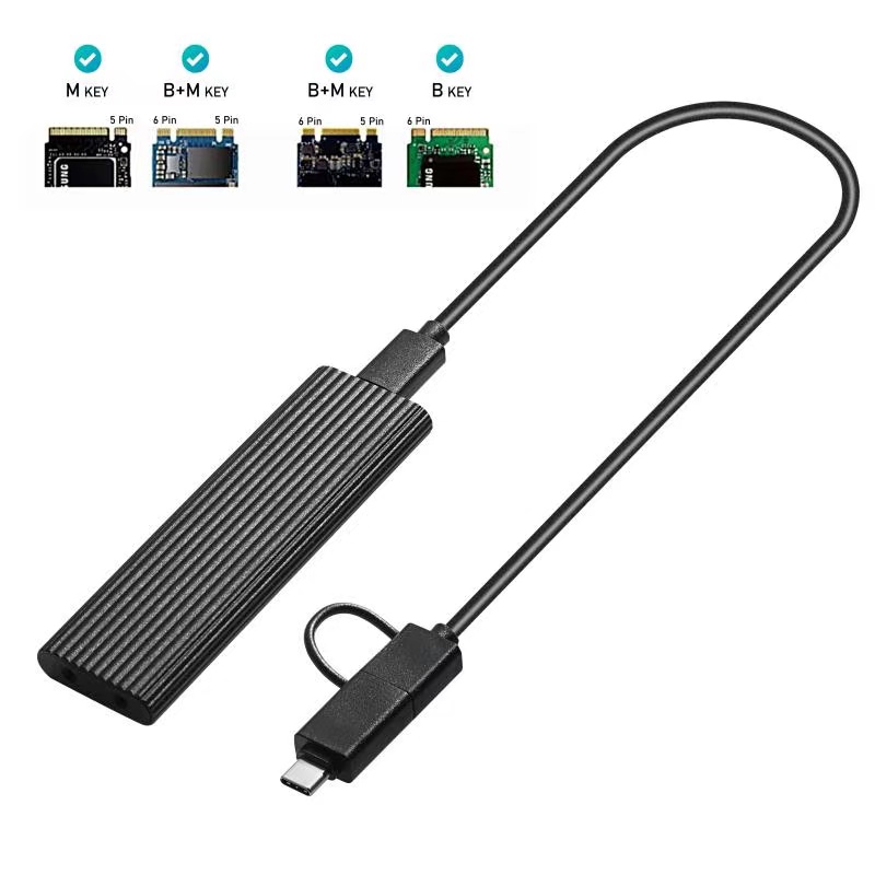 Корпус для ssd m.2 ngff, алюминиевый корпус USB3.1 type C pcie и sata, корпус ssd usb-c m2 Nvme, двухпротокольный корпус m.2 SSD