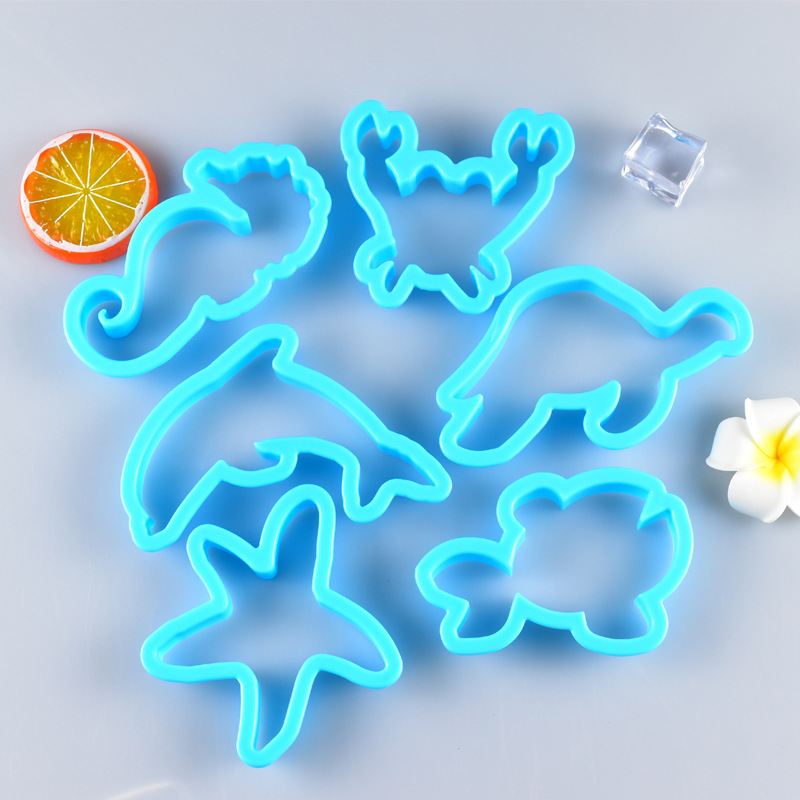 6Pcs/Set Plastic Cookie Sugar Crafts Mold Cute Sea Animals Cake Moulds Biscuit Cutters Cake Kitchen Baking Mould Bakeware