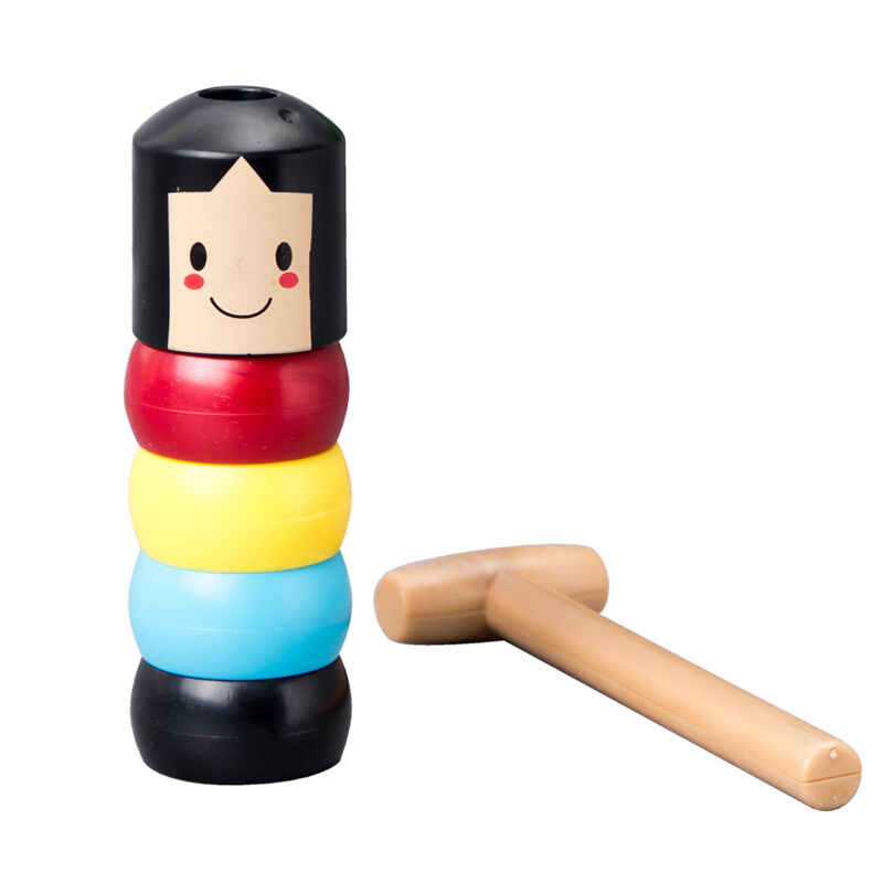 Wooden Magic Tricks Unbreakable Wooden Man Fun Toy accessory Magic Toy For Child with Little Wood Hammer