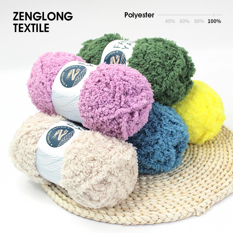 ZENGLONG текстильная фабричная цена oem 100% полиэстер 9S/1 окрашенная ручная вязка крючком необычная пряжа 19 видов цветов бархатная пряжа