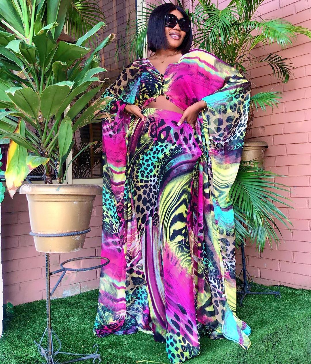 2021 New Fashion Two Piece Long African Dress Pants Suits Set For Women Plus Size Chiffon Print Abaya+Pants 2 Piece Sets
