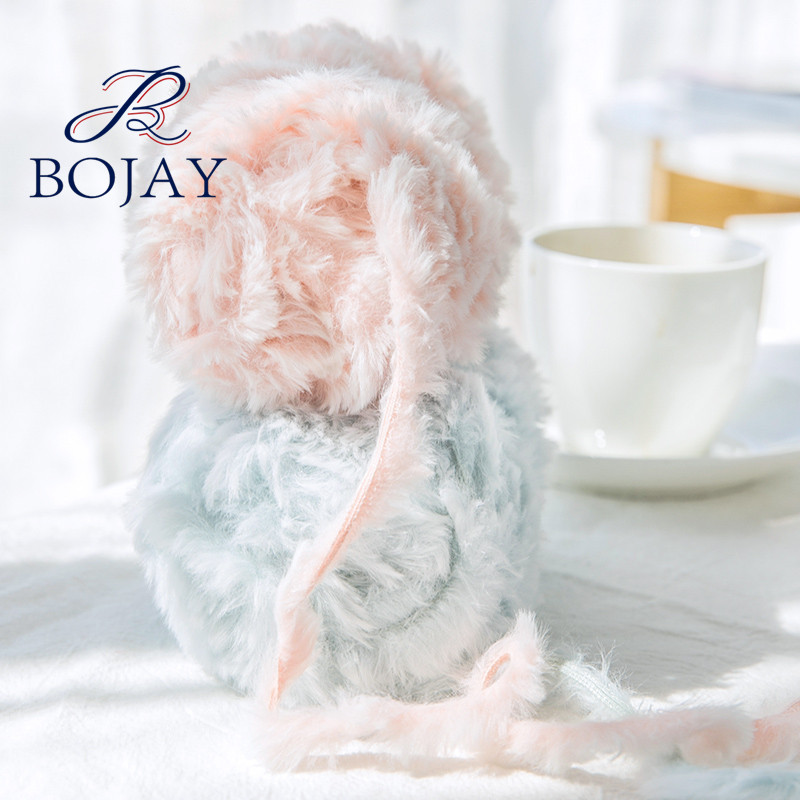 Bojay 100% полиэстер искусственный мех причудливая трикотажная пушистая пряжа 0.65 нм/1 шариковая пряжа для вязания свитеров и шарфов