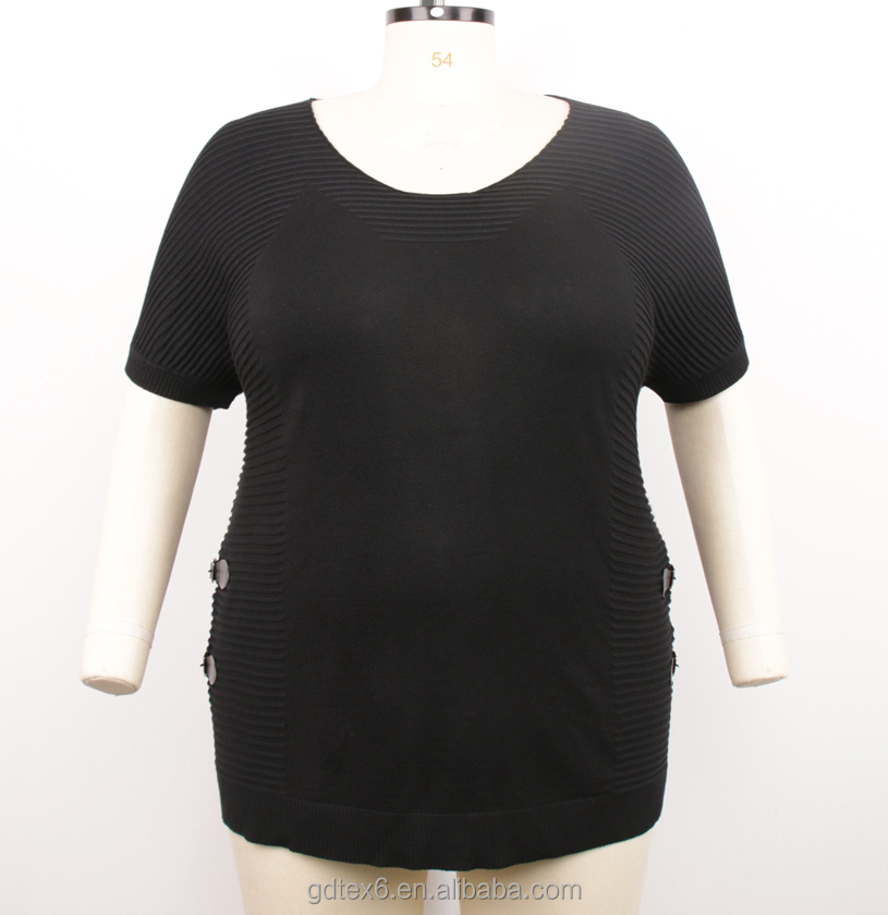 Custom Knit Crew Neck Pullover Sweater For Ladies 2021 Textured Short Sleeve Drop-shoulder Plus Size Sweaters Women