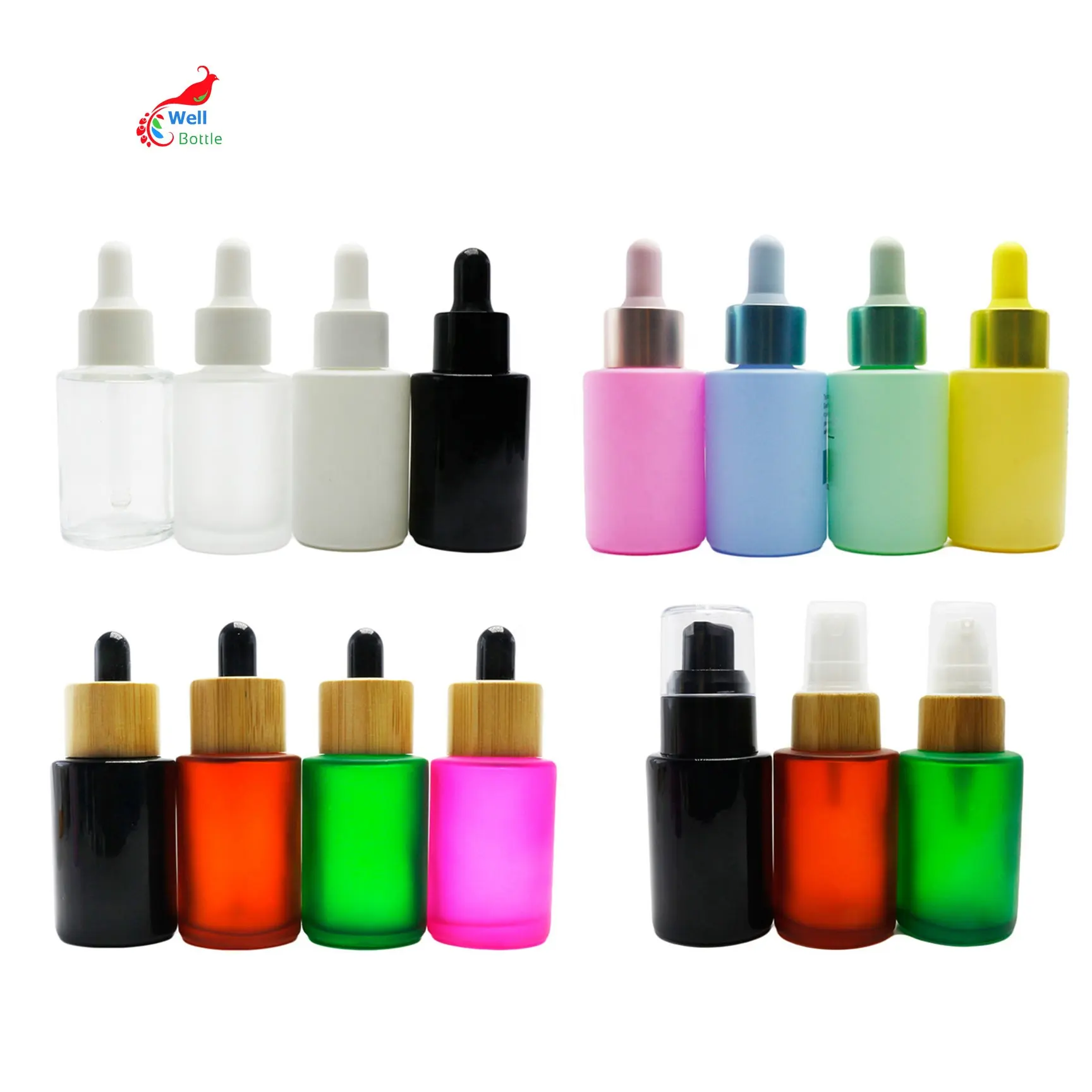 Wholesale custom color and logo 30ml glass serum dropper bottle CBD tincture bottle for cosmetic packaging RD-100D