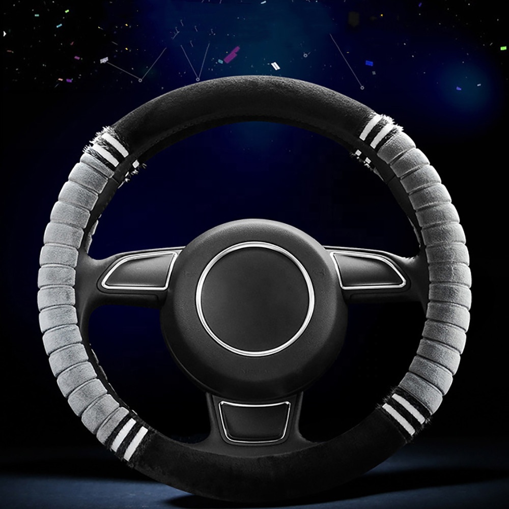 2021 Новый Универсальный мягкий теплый короткий плюшевый автомобильный чехол на руль, авто украшение зимний 3 вида цветов коричневый серый черный