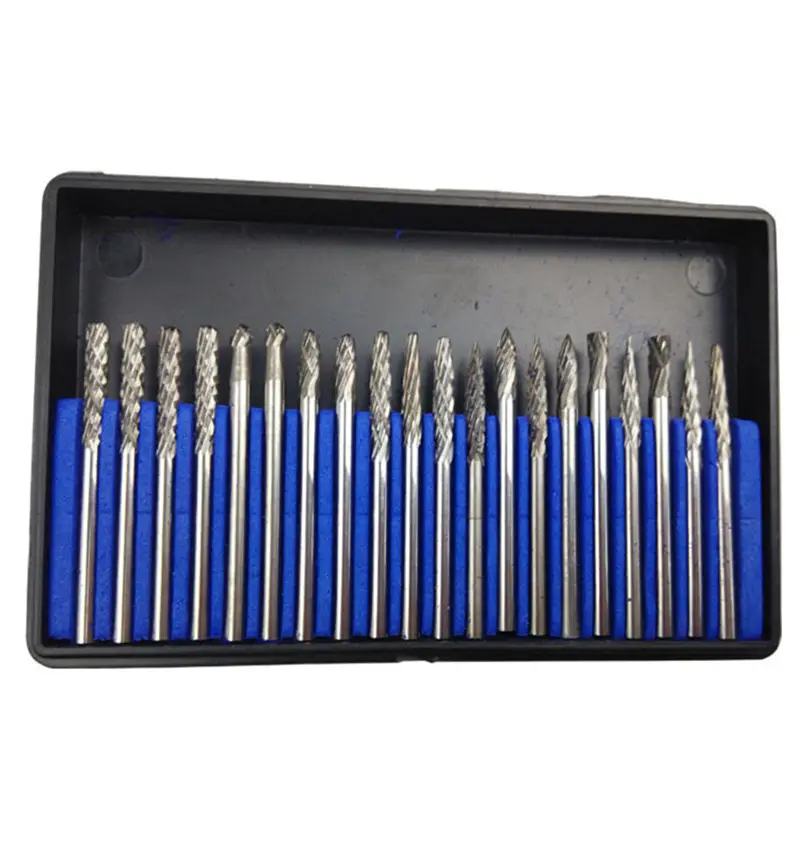 20pcs Tungsten Carbide Rotary Burrs Set for Dremel Accessories 3mm Point Burr Milling Cutter Drill Bit Engraving Bits