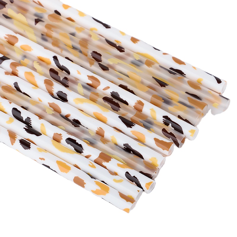 new design cow printing straw, hard plastic printed drinking straw with cow design