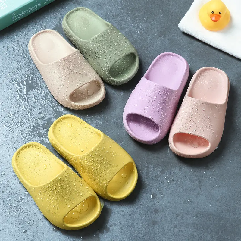 Latest Design Children Footwear Outdoor Toddler Girls Flat Slides Candy Solid Color Kids Slipper