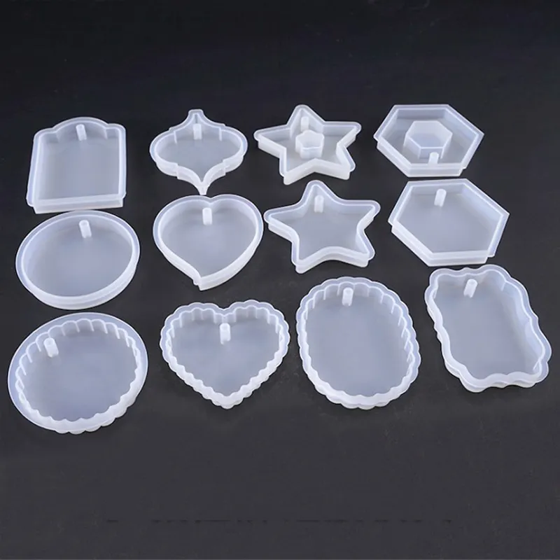 Early Riser Keychain mold heart-shaped hexagonal wavy epoxy resin jewelry silicone mold for making jewelry pendant tool sets