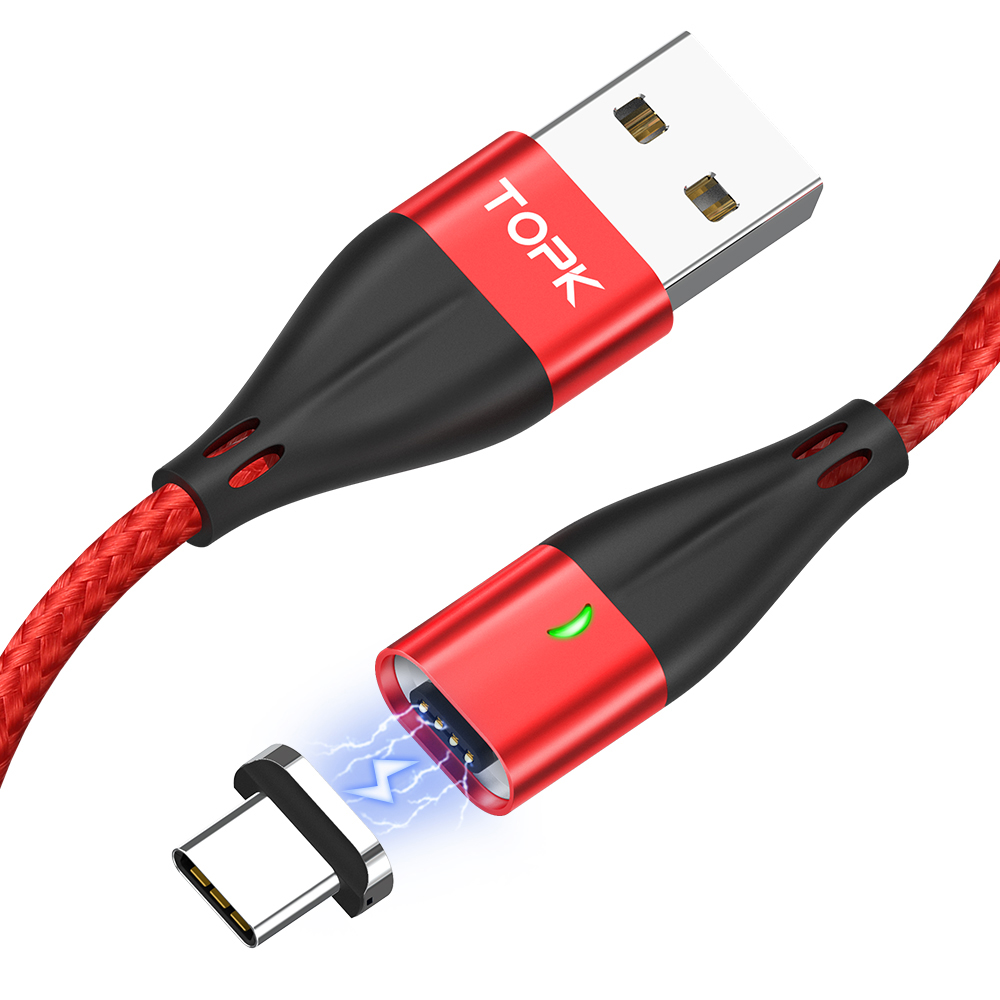 Бесплатная доставка TOPK AM61 2M 3A Быстрая зарядка Магнитный кабель USB Type C