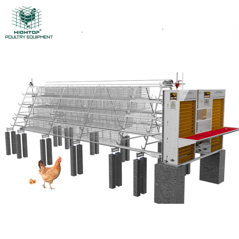 HIGHTOP 20 Years Lifetime Hot dipped Galvanized 4 tires A Type Chicken Layer cage Fully Automated Battery Cage System For Sale