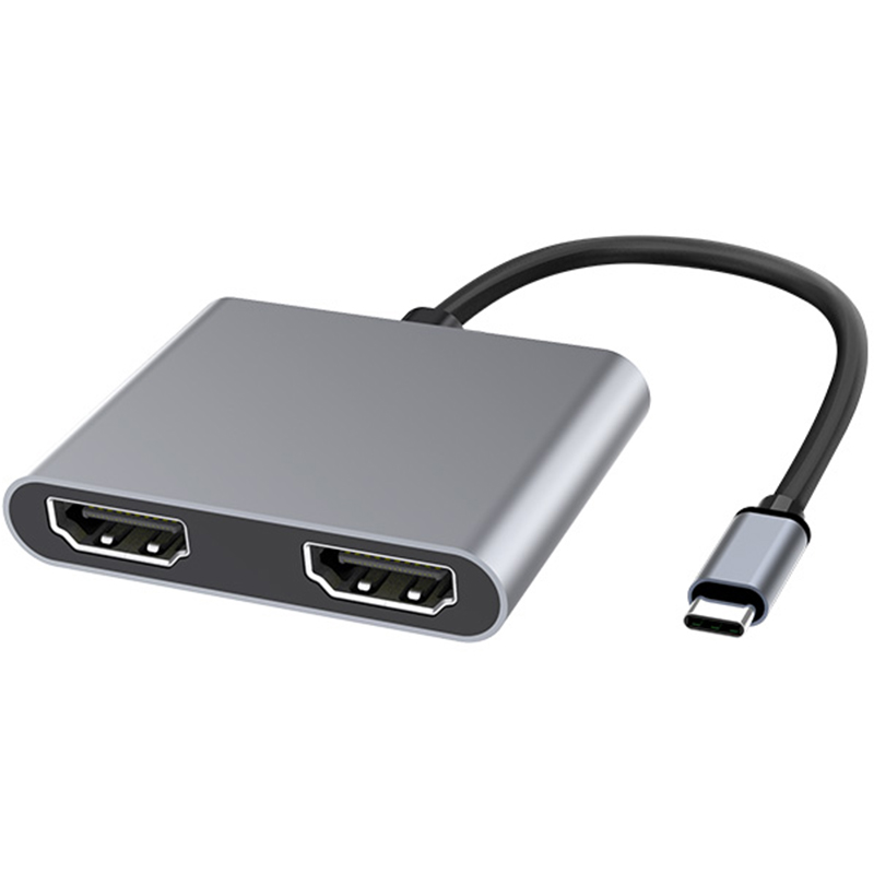 High Quality 2 in 1 USB-C Hub Converter Adapter Aluminum 2 ports USB Type C to HDMI Hub Multi Function Hub type C PD Adapter