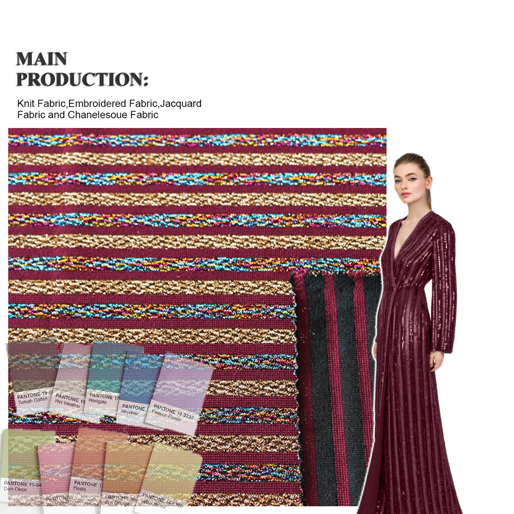 2024 Hot Sale 60%Poly 35%Metal 5%Spandex Fabric Soft And Comfortable Metallic Stripes Fabric For Clothing