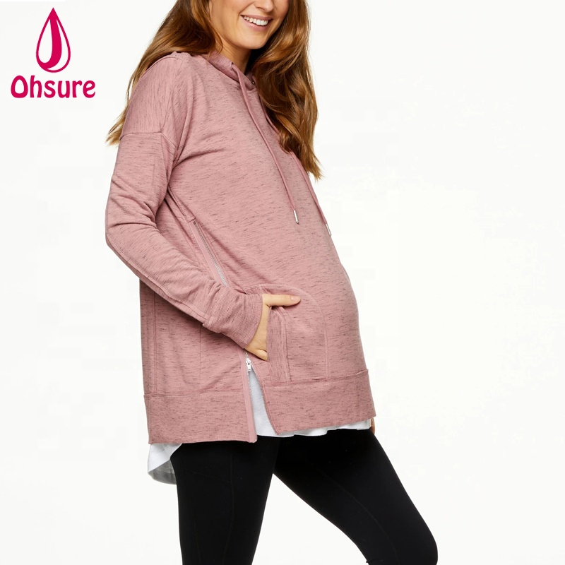 OEM Maternity Nursing Tops Comfortable Outdoor Maternity Clothing Oversized Pregnant Fitness Hoodie Custom Maternity Hoodies