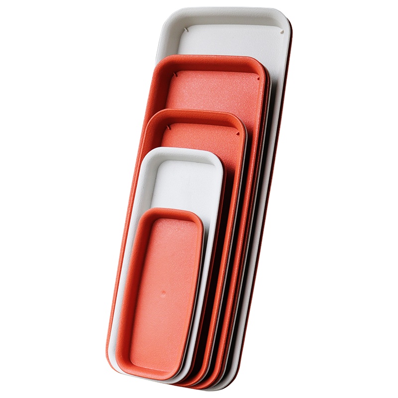 Good Quality Durable Brick Red Rectangular And Round Shape Trays