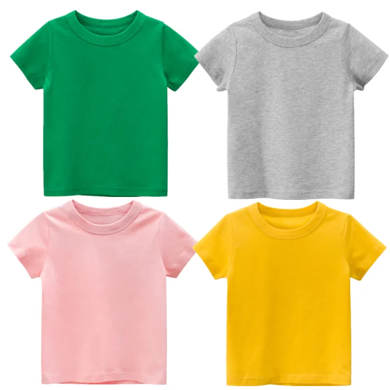kids clothing cotton short sleeve boy fashionable tshirt solid color heavy vintage tee tshirt basic casual toddler boy tshirt