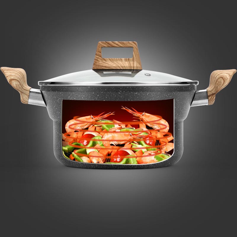Антипригарная алюминиевая кастрюля для готовки, кастрюля для кованого алюминия с Soft Touch ручка