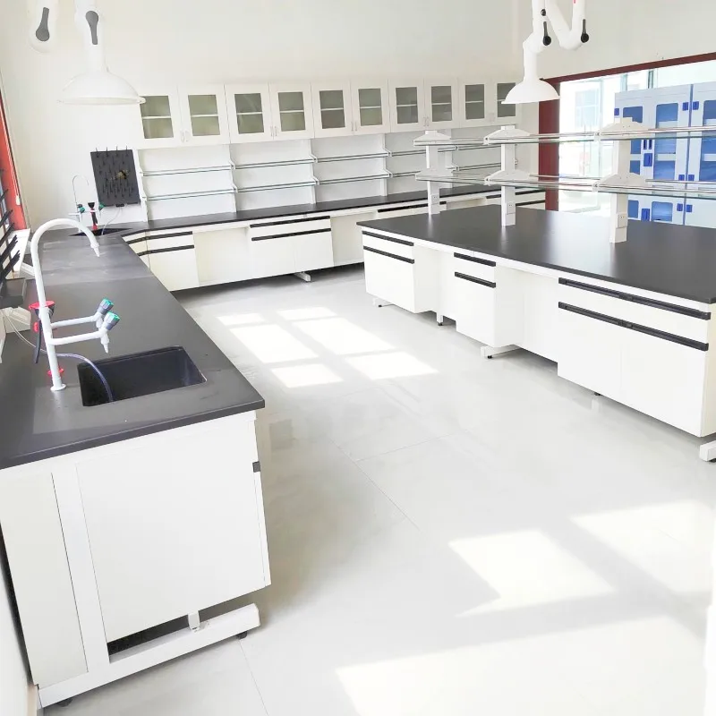 side lab bench with base cabinet and drawer high quality laboratory furniture C frame lab table