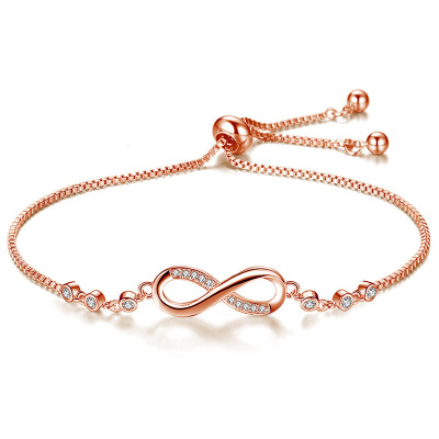 925 sterling silver bracelet Infinity jewelry chain bracelet with crystal