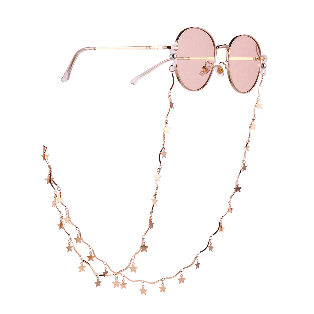 Korean Style Fashion Fresh Pearl Simple Fashion Necklace Sunglasses Chain Face Cover Chain 18K Real Gold