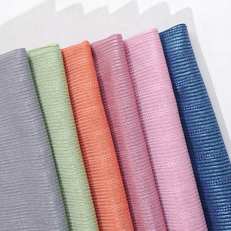 China supplier polyester spandex shiny glitter foil print knitted jacquard ribbed sweater rib fabric