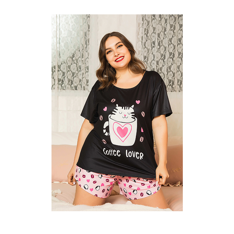 2021 Home Clothes Pajamas Plus Size Women's Sleepwear Plus Size Women's Nightgowns Short Sleeve Pajamas