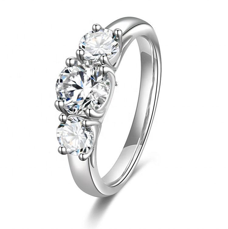 Megan оптовая цена позолоченный S925 1ct 2ct три камня высокое качество DEF белый moissanite бриллиант ювелирные изделия из стерлингового серебра