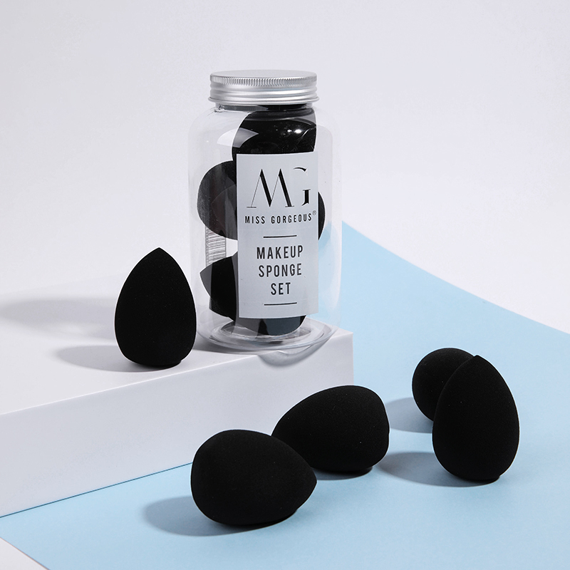 wholesale private label beauty black makeup sponge set 5 pcs blender latex free blender with holder package
