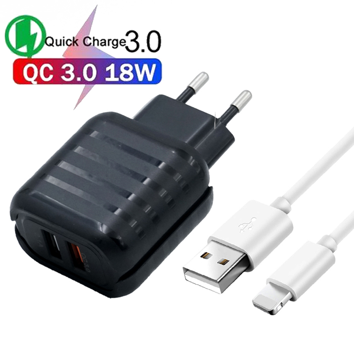 Новые поступления 2021 QC 3,0 18W 5V 3A быстрое зарядное устройство с двумя портами usb, зарядное устройство для мобильного телефона для цвета в ассортименте
