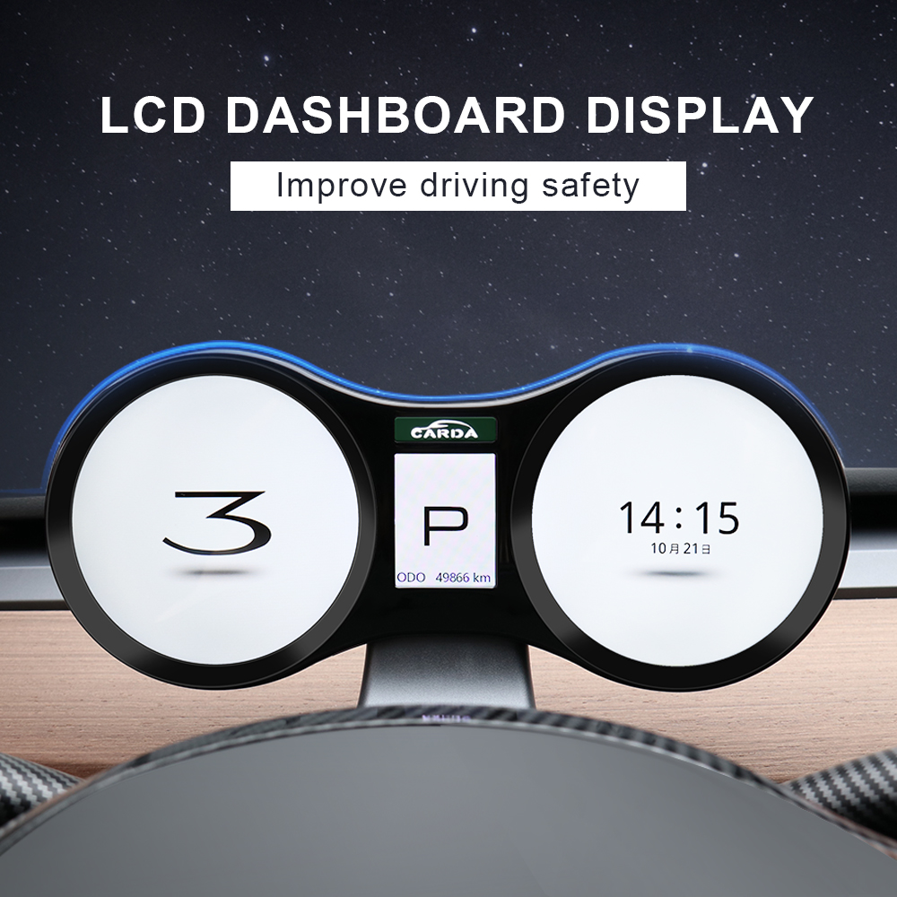 Car HUD LCD Dashboard For Tesla model M3 Model 3 Multifunction Car Speedometer Real-time Monitor Automotive New Upgrade