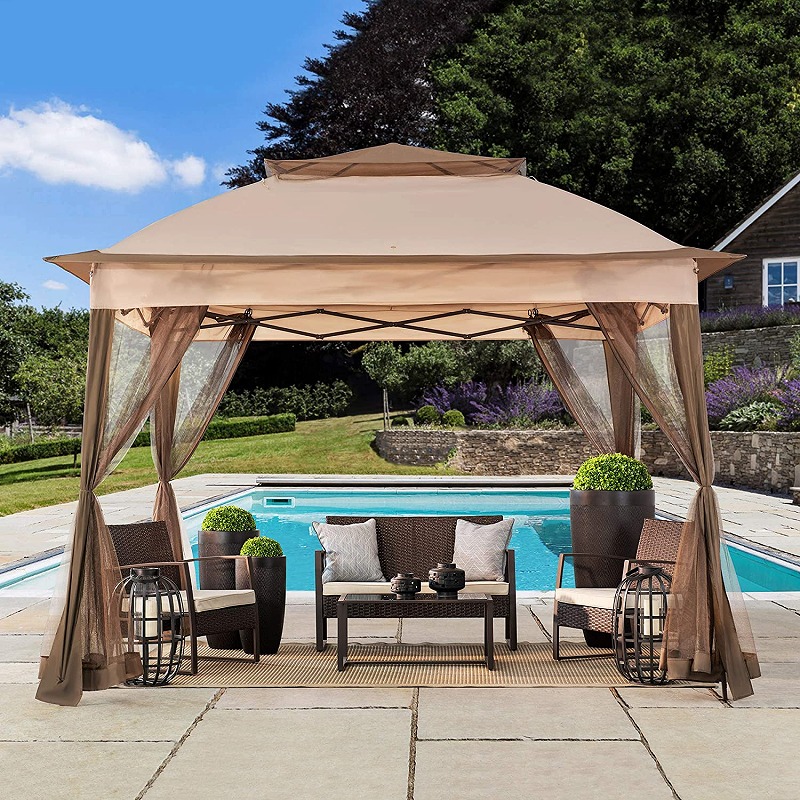 High Quality Aluminium Sun Protection Casual Waterproof Outdoor Tent Gazebo With Mosquito Net Sidewall
