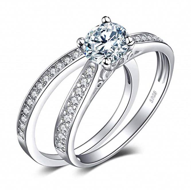 Fashion Jewelry Cubic Zircon Wedding Band Stackable 925 Sterling Silver Ring For Women