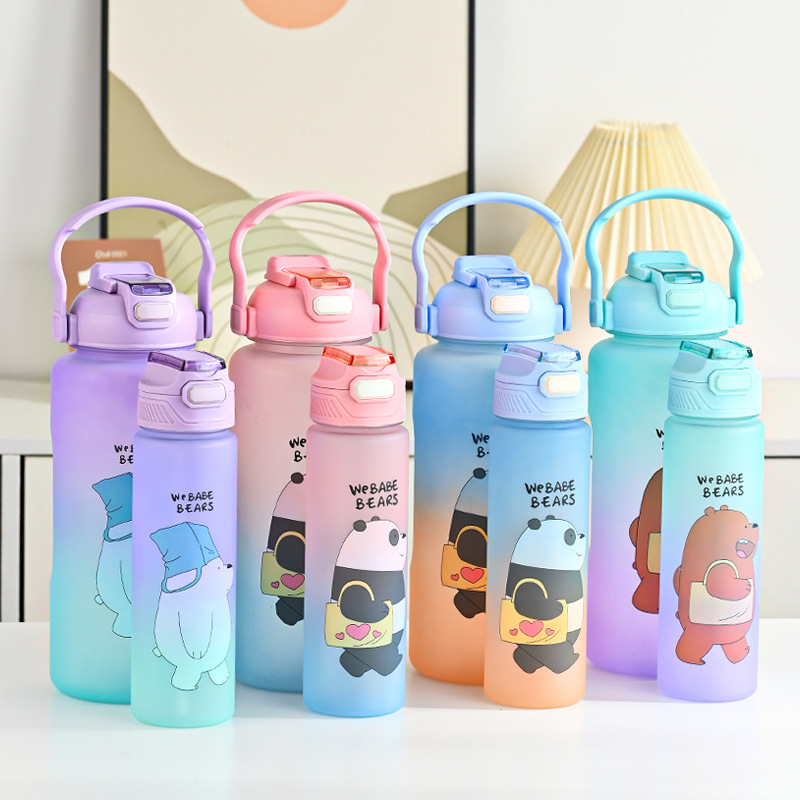 2 шт. Botella Agua бутылки воды мотивационные 2l бутылка для воды Термос бутылка с водой с соломой