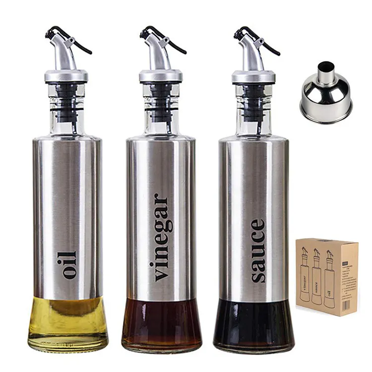 Best Quality 300ml Olive Oil Dispenser with Stainless Steel Sleeve