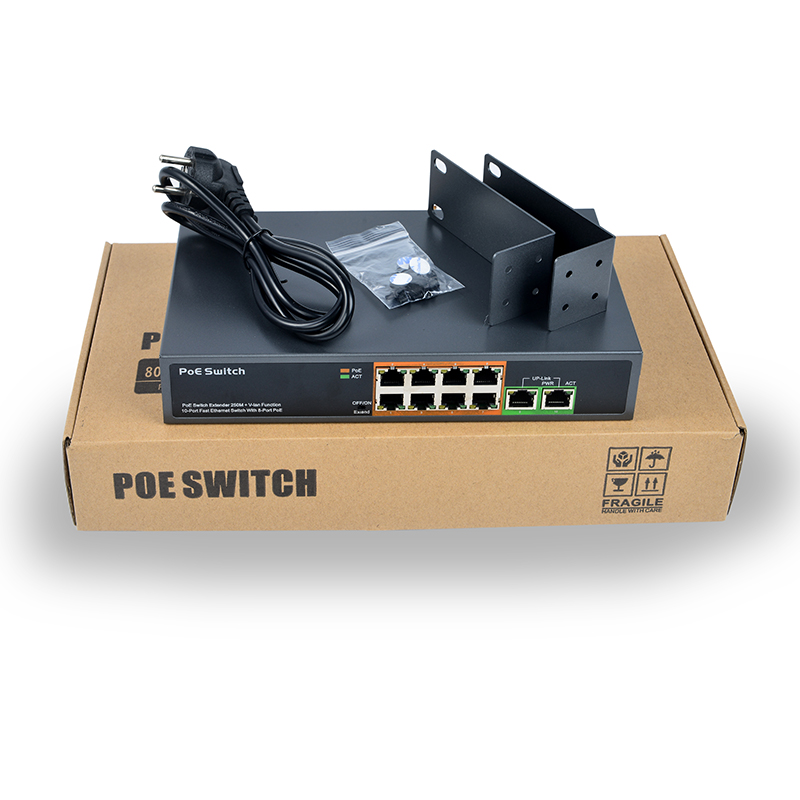 8-портовый poe + 2-канальный Коммутатор poe 48 В удлинитель 250 м 150 Вт большая мощность IEEE802.3af/at стандартный сетевой коммутатор poe