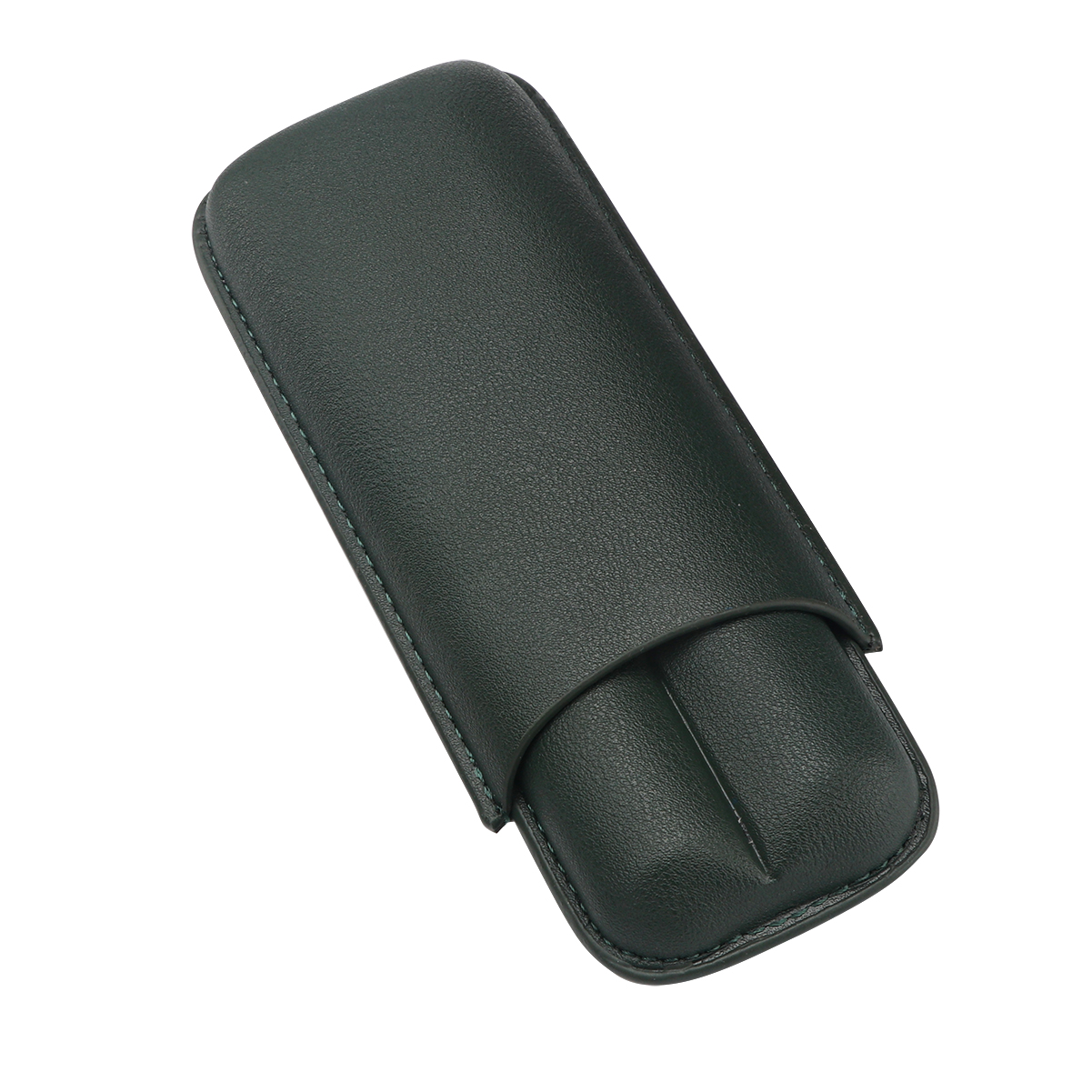 Xifei Wholesale Latest 2 Finger Green Leather Cigar Case Portable Travel Cigar Humidor