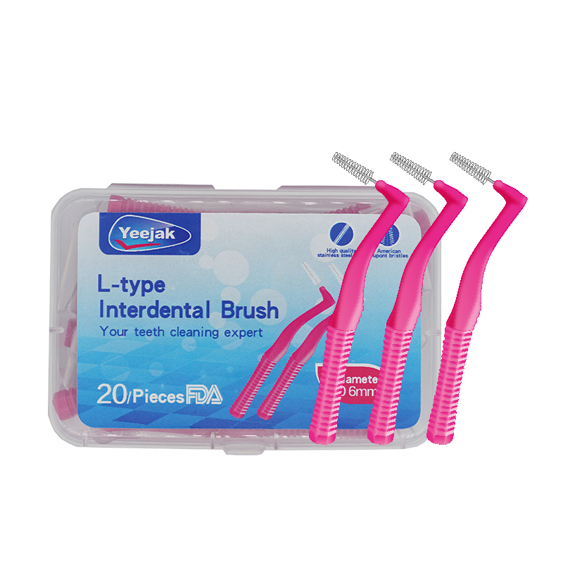 Interdental Brush with cover pink 0.6mm slim Dupont bristle Customized Box Packing Orthodontic interdental toothbrush
