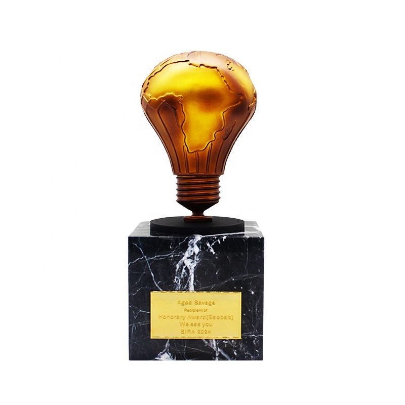 High quality design map model ornaments creative marble crafts custom engraved logo metal trophy