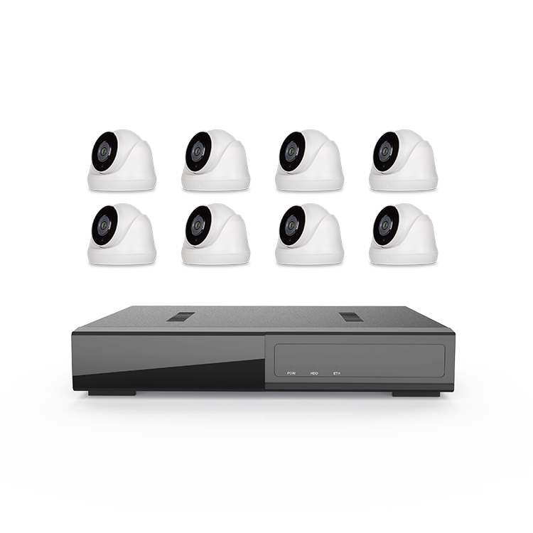 Home Turret PoE Security Camera CCTV System Indoor Black Color Tuya 1080 8Ch NVR Kits 8 Channel PoE CCTV Camera System