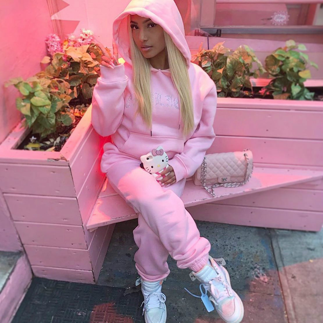 Fall Winter Fashion Fleece Women's Hoodies & Sweatshirts Suit Velour 2 Two Piece Pants Set Rhinestone Pullover Hoodie Set