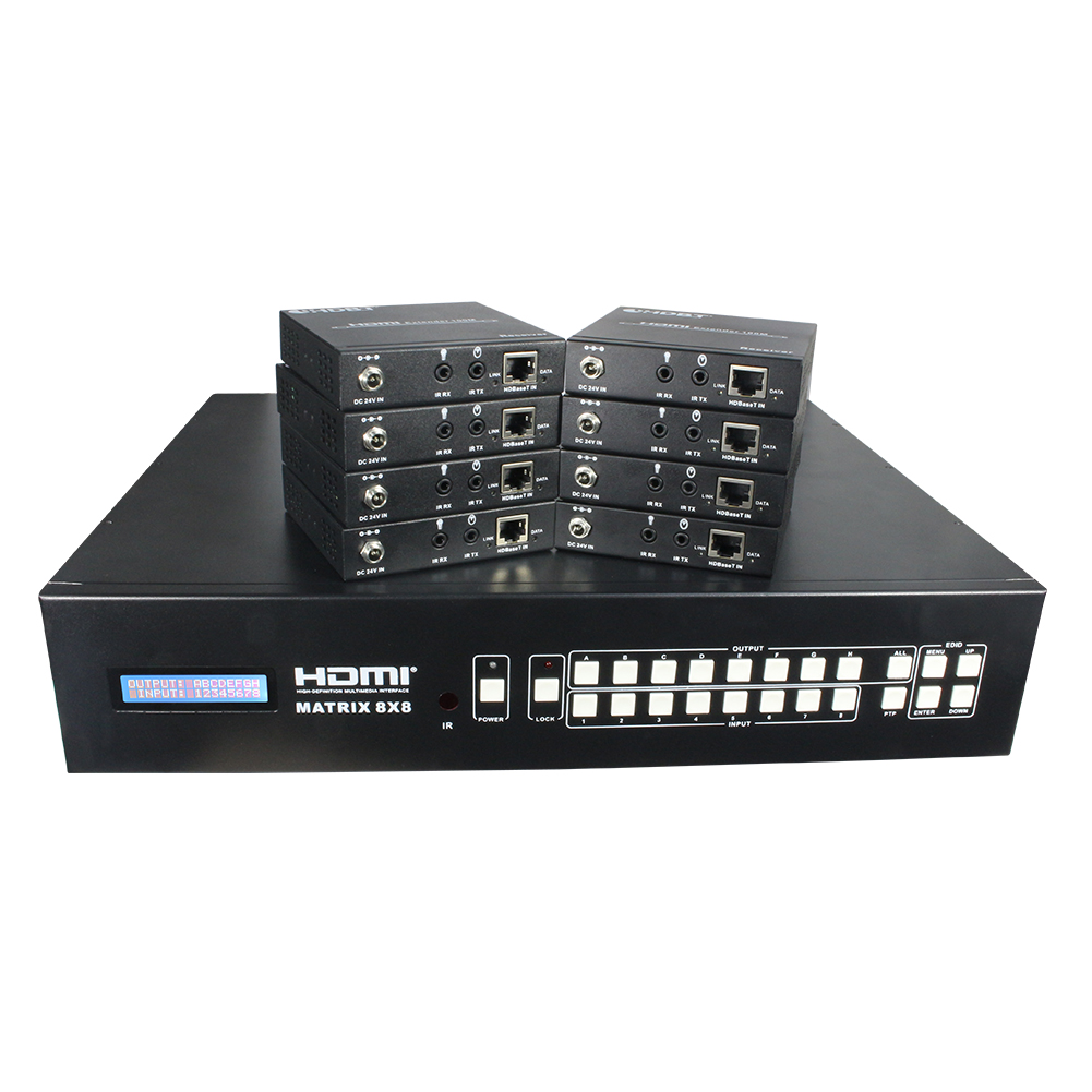 Матрица HDBaseT с rs232 hdbaset 8x8 HDMI2.0b матрица над HDBaset 150m 4:4:4