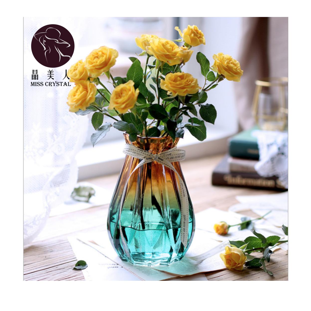 Missc Centerpiece Decorative Colored Clear Glass Flower Vase