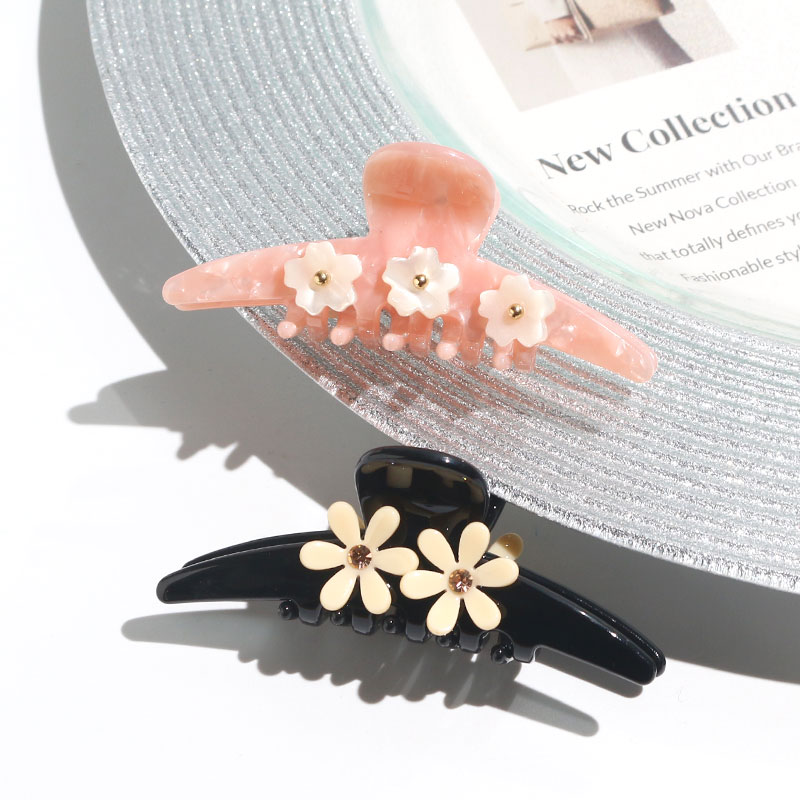 Girls Candy Color Flower Jaw Clip Hair Accessories Marble Hair Clamp Flower Floral Pink Hair Claw Women Decorative Headwear Girl
