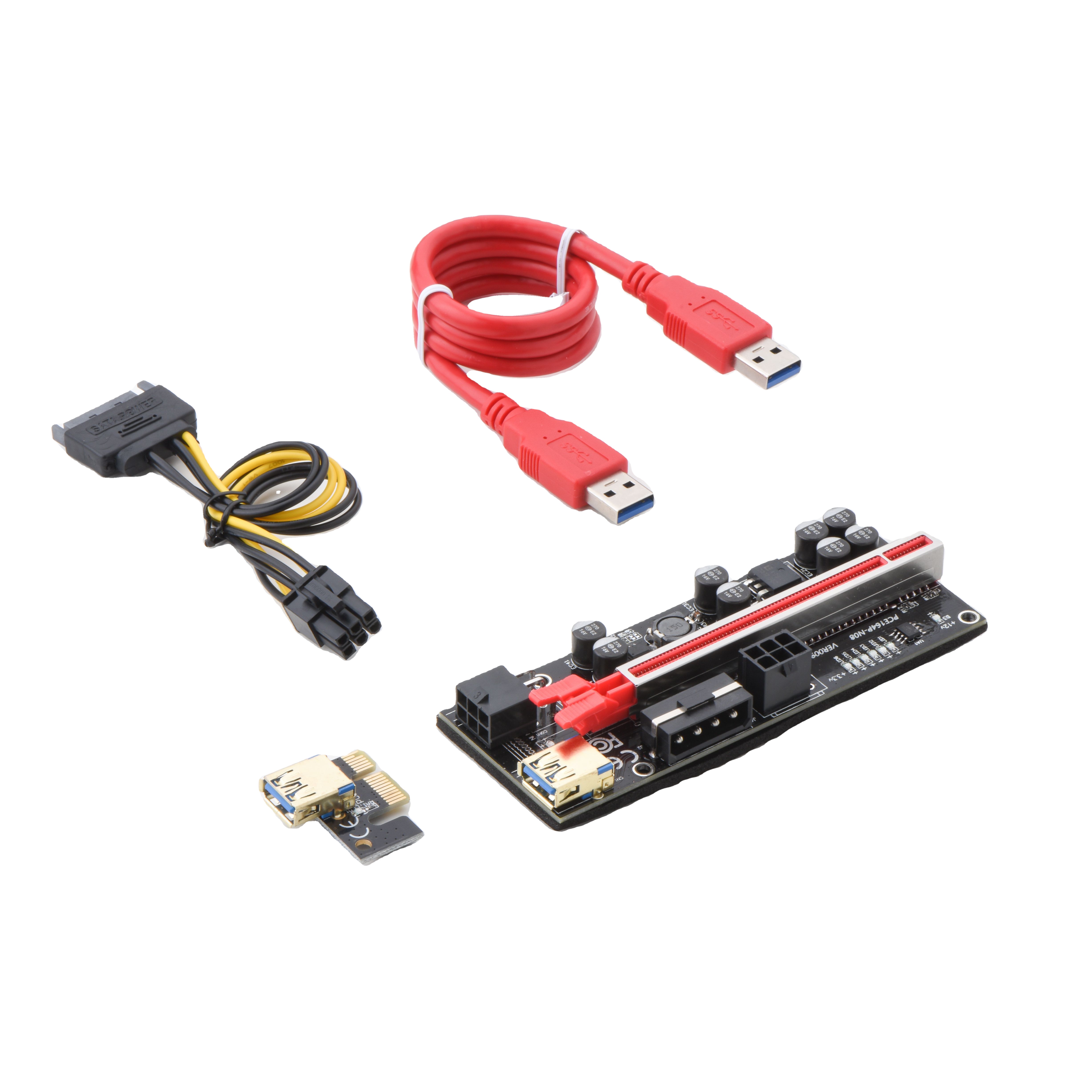 VER010S PCI-E Экспресс 6-контактный 1x до 16x расширитель карты USB 3,0 PCIE адаптер питания графического процессора с подсветкой 009S Plus